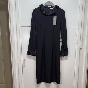 Goat Jane Atelier Jorja Occasion Dress Midnight Navy Midi Ruffle UK 8 US 4